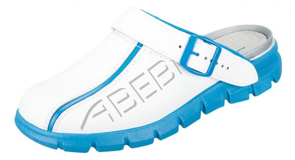 Abeba 7312 Dynamic Clog weiß/blau mit Aufdruck - OB SRC Berufsschuhe
